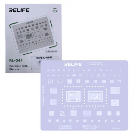 Compra RELIFE RL-044 IPZ14 Tin Steel Stencil per Rigenerazione CHIP IC su CPU per iPhone 15 - A16/A17 online