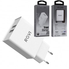 Rovi 2-Port USB-A Travel Charger Adapter 3.4A | White