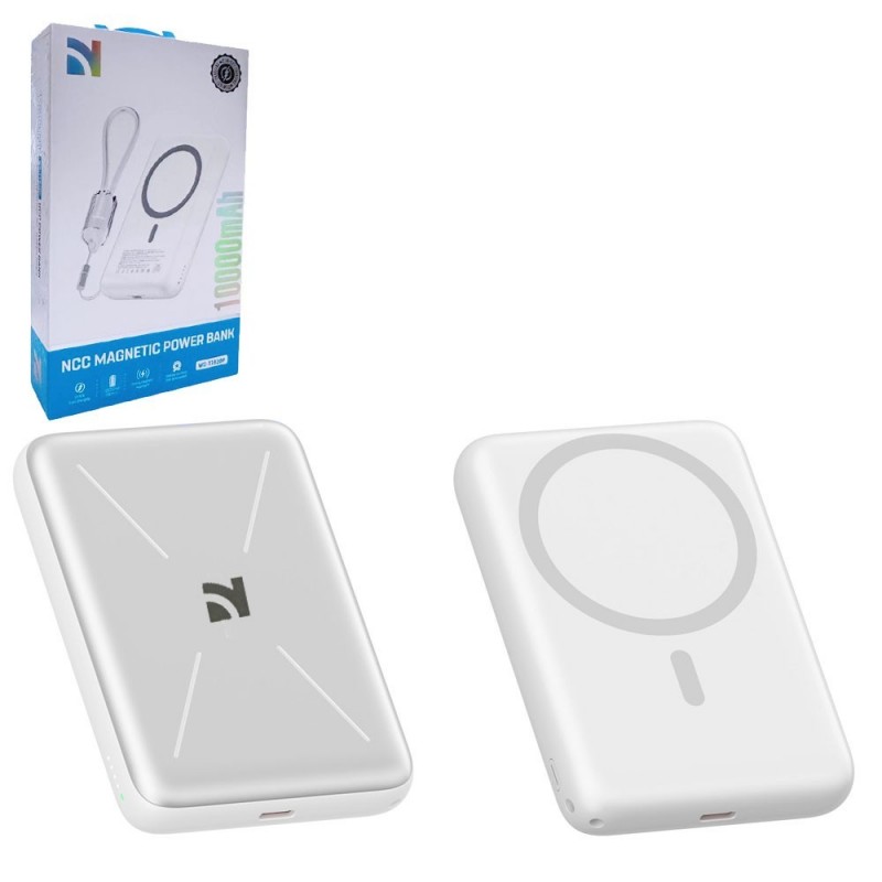 NCC Power Bank 10000mAh 22.5W MAGSAFE Fast Charging Bianco | WS-T193BP