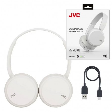 JVC DEEPBASS WIRELESS On-Ear Bluetooth Headphones HA-S36W-WU | WHITE
