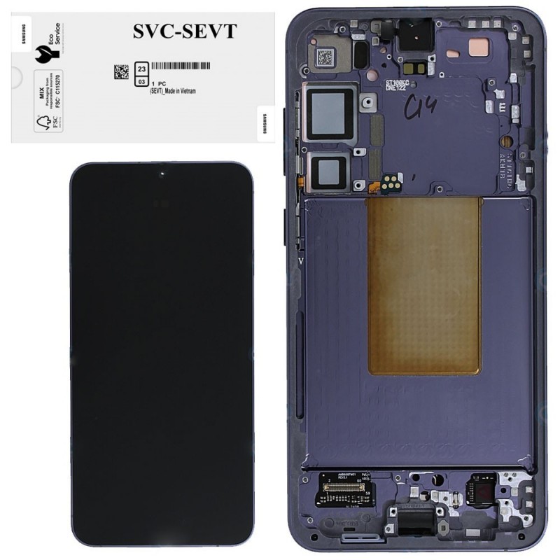 Samsung SERVICE PACK Display LCD ORIGINALE + Frame Per Galaxy S24 Plus 5G 2024 S926 VIOLET ASSEMBLED