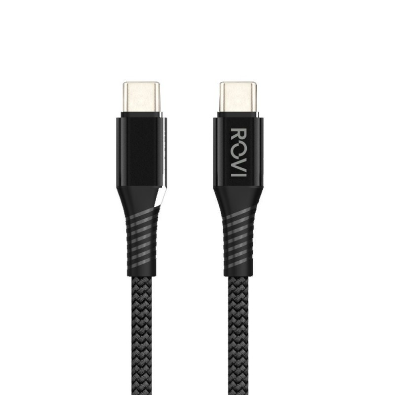 Rovi Fabric Charging Cable SA212 Type-C to Type-C Fabric-Wrapped 60W 1.5m | Black