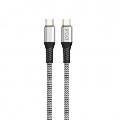 Rovi Fabric Charging Cable SA212 Type-C to Type-C Fabric-Woven 60W 1.5m | Silver