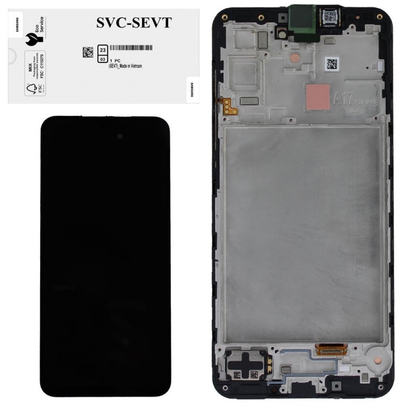 Samsung SERVICE PACK Display LCD ORIGINALE + Frame per Galaxy A17 A175 4G 2025 | Nero