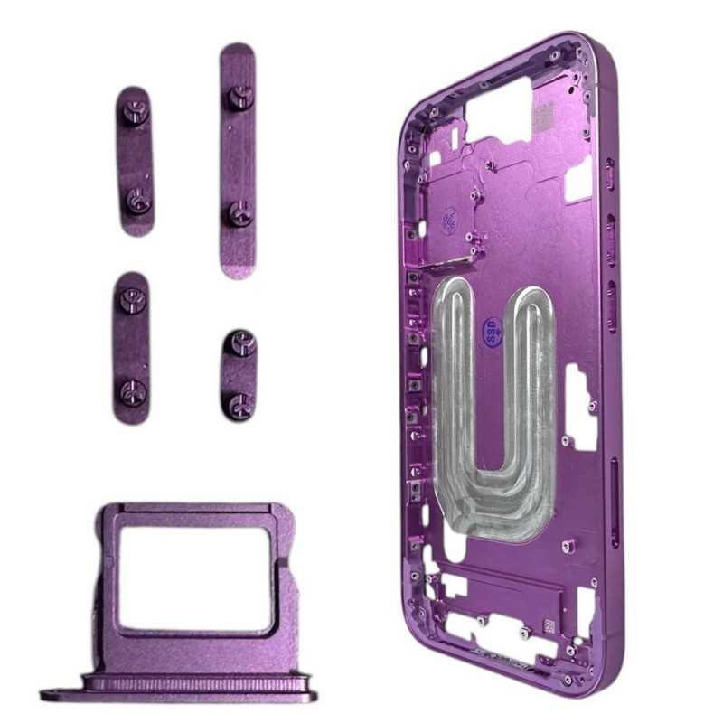 Middle Frame Telaio con Carrello Sim e Tasti Laterali per Apple iPhone 16 | Rosa Middle Frame Telaio con Carrello Sim e Tasti Laterali per Apple iPhone 16 | Rosa