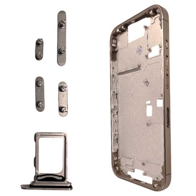 Middle Frame Telaio con Carrello Sim e Tasti Laterali per Apple iPhone 16 Pro | Gold