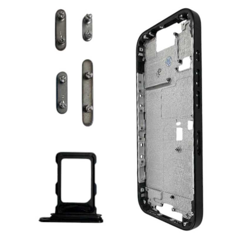 Middle Frame Telaio con Carrello Sim e Tasti Laterali per Apple iPhone 16 Pro Nero