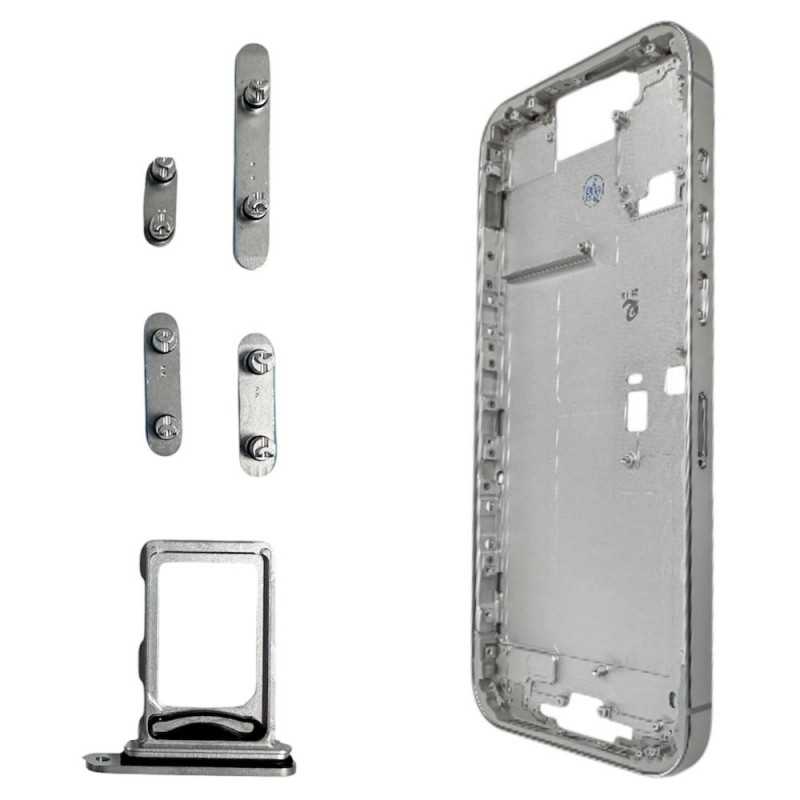 Middle Frame with SIM Tray and Side Buttons for iPhone 16 Pro Max | White Middle Frame with SIM Tray and Side Buttons for iPhone 16 Pro Max | White