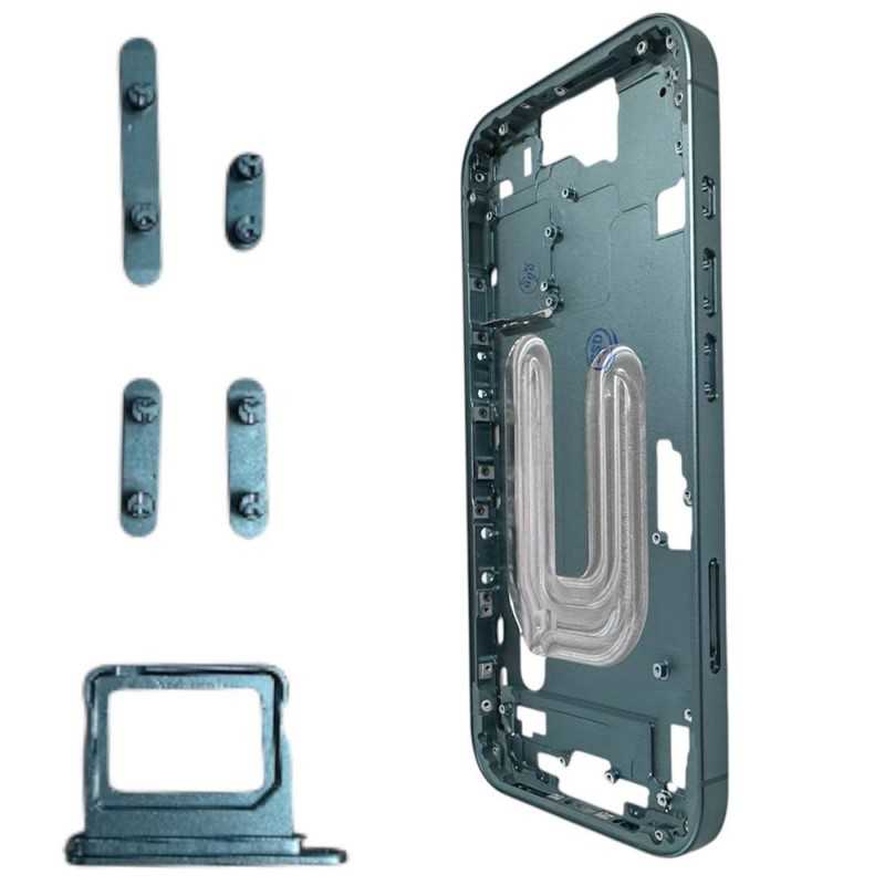 Middle Frame with SIM Tray and Side Buttons for iPhone 16 Plus | Green Middle Frame with SIM Tray and Side Buttons for iPhone 16 Plus | Green