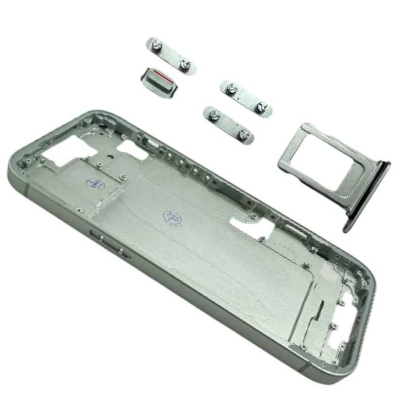 Middle Frame iPhone 15 Telaio con Carrello Sim e Tasti Laterali per Apple | Green Middle Frame iPhone 15 Telaio con Carrello Sim e Tasti Laterali per Apple | Green