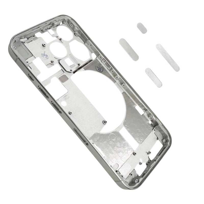 Middle Frame iPhone 15 Pro Telaio con Carrello Sim e Tasti Laterali per Apple | Bianco Middle Frame iPhone 15 Pro Telaio con Carrello Sim e Tasti Laterali per Apple | Bianco