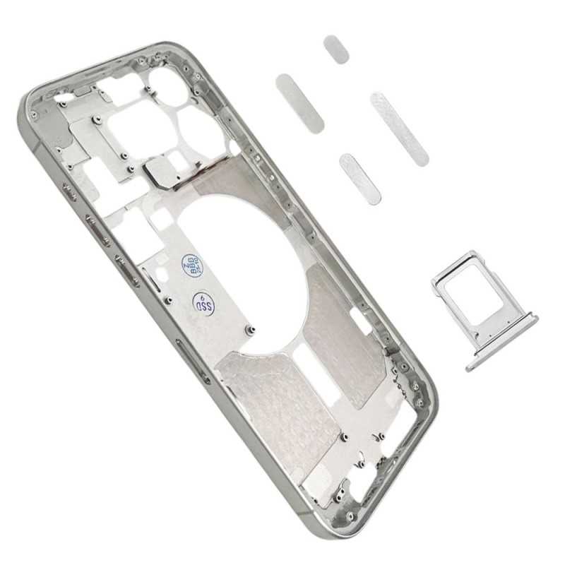 Middle Frame iPhone 15 Pro Max with SIM Tray and Side Buttons for Apple | White Middle Frame iPhone 15 Pro Max with SIM Tray and Side Buttons for Apple | White