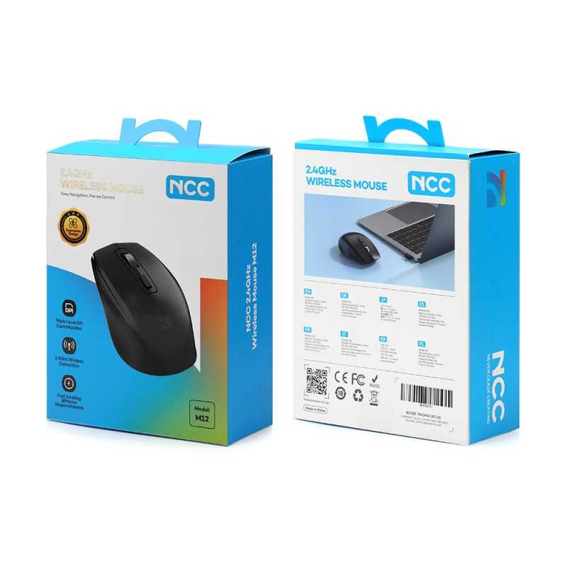 Mouse Wireless NCC M12 2.4GHz con DPI Regolabile 800-1600 | Nero