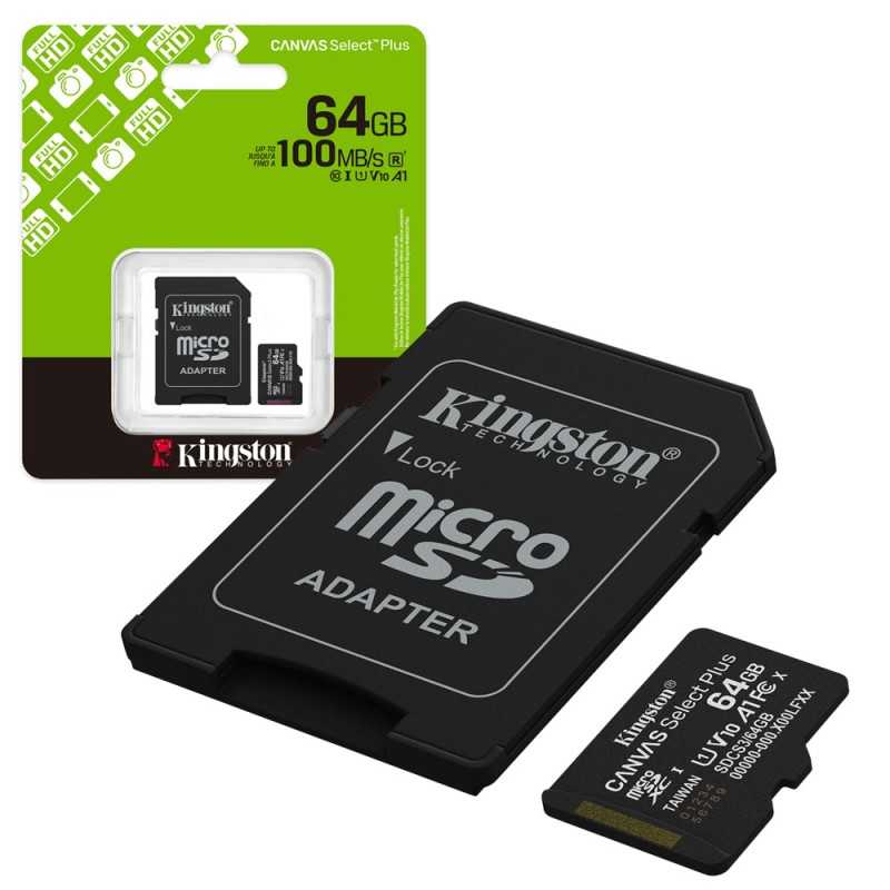 Kingston Canvas Select Plus MicroSd HC SDCS3 MicroSdXC 64GB CL 10 100MB/s