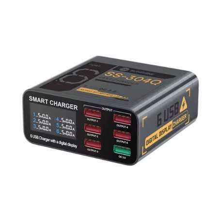 SUNSHINE SS 304Q Caricabatterie Smart Charger 6 Porte USB Ampio Voltaggio G