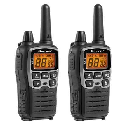 Midland XT70 Doppio Walkie Talkie Radio Ricetrasmettitori DUAL BAND PMR4467LPD| Nero 