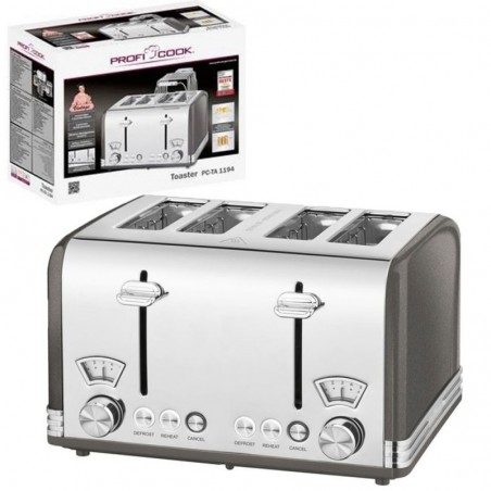 ProfiCook Tostapane Fino a 4 Fette Vintage Slice Toaster PC-TA1194 1630W 