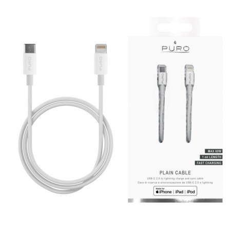 Discover Puro Apple MFI 2.4A USB-C to Lightning 2.0 Cable 1mt |&nbsp;White details