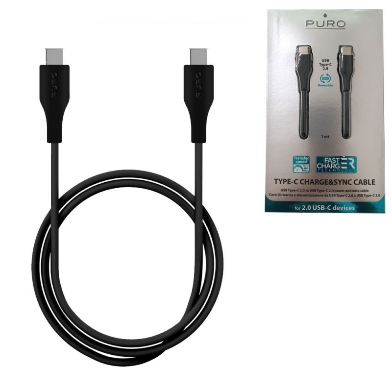 Pure PLAIN TPE USB Type-C to Type-C 2.0 Cable - 1m | Black and White