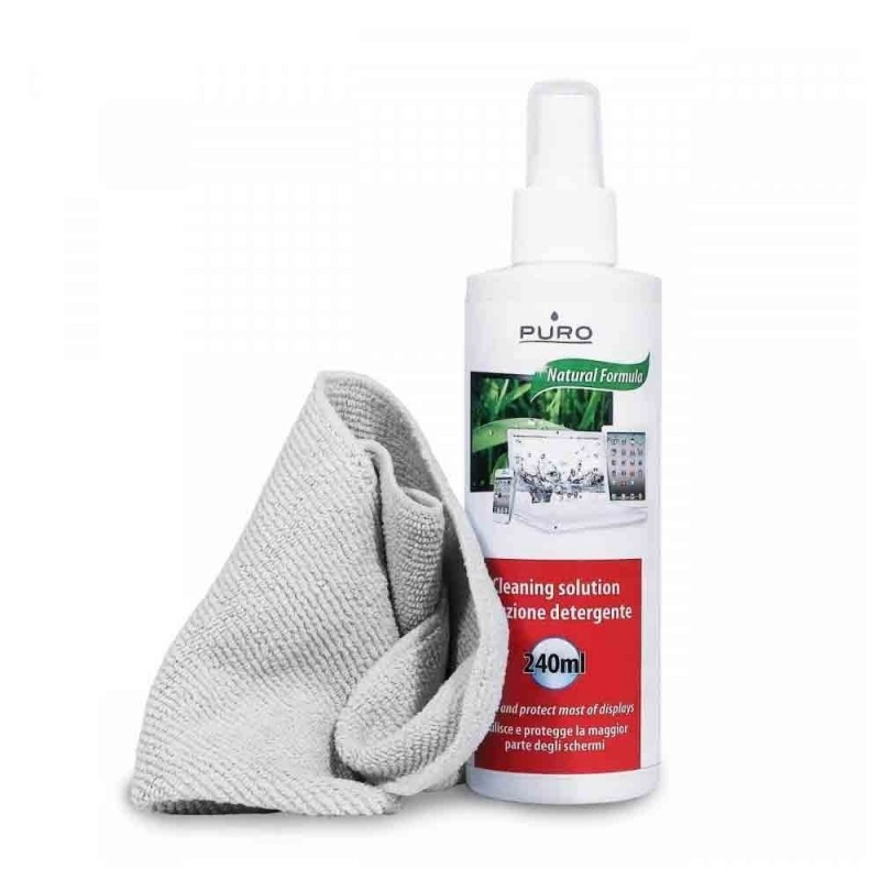 Pure Screen Cleaning Kit Spray 240ml + Grey Microfiber Cloth 20x28cm Pure Screen Cleaning Kit Spray 240ml + Grey Microfiber Cloth 20x28cm