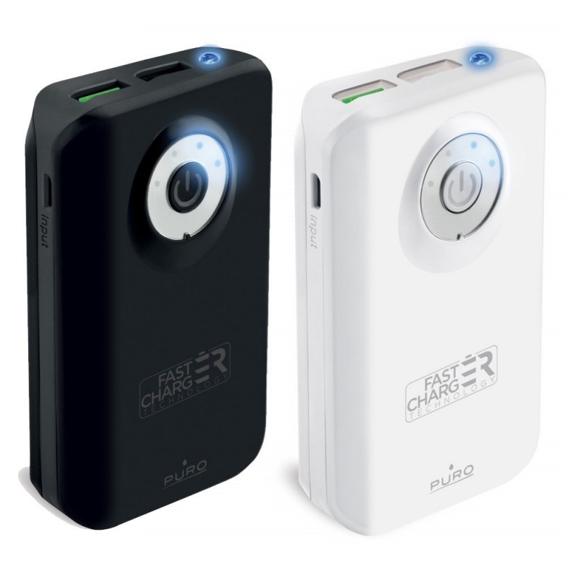 Product image Puro Powerbank 2.4A Fast Cahrger 7800mAh 2 Usb With Flashlight |&nbsp;Black and white