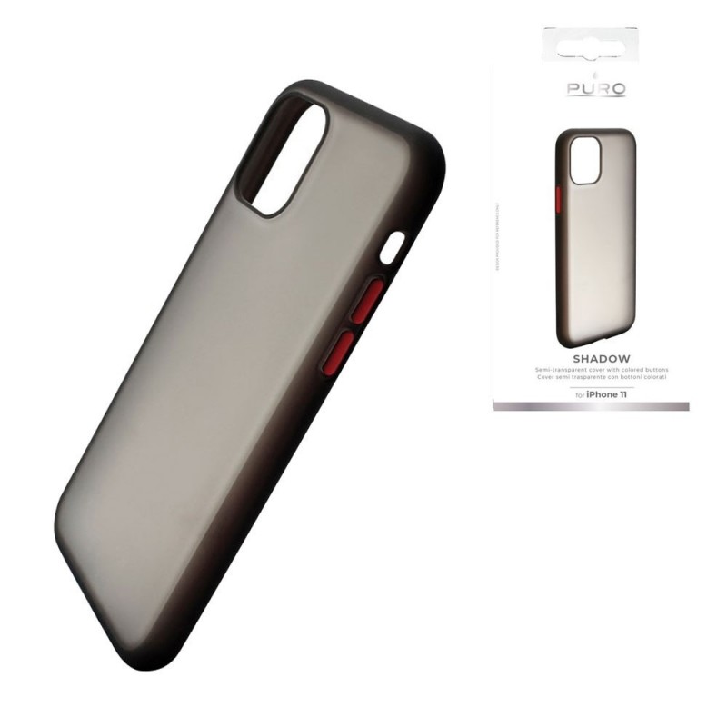 Puro Shadow PC+TPU Cover with Red Buttons for Apple iPhone 11, Satin Black Puro Shadow PC+TPU Cover with Red Buttons for Apple iPhone 11, Satin Black