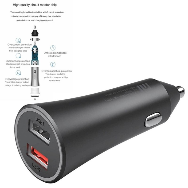 Xiaomi Mi 37W Dual Port Car Charger Caricabatterie da auto 37W | Nero Xiaomi Mi 37W Dual Port Car Charger Caricabatterie da auto 37W | Nero