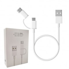 Immagine prodotto Xiaomi Cavo Dati 2 In 1 Micro-Usb e Type-C Cavetto da 30cm Originale in Blister
