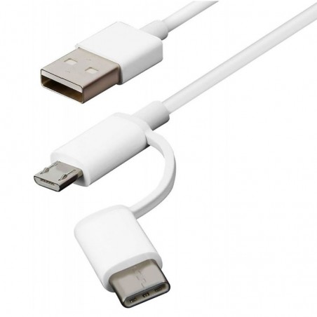 Xiaomi Cavo Dati 2 In 1 Micro-Usb e Type-C Cavetto da 30cm Originale in Blister