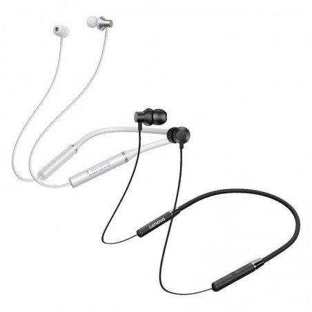 Scopri LENOVO Neckband Earphone HE05 Auricolare Bluetooth 5.0 IPX5 con Archetto | Bianco - Nero in dettaglio