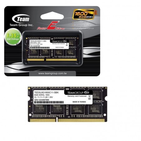 Acquista CLONE Team Group 8GB Ram DDR3L 1600MHZ Elite TED3L8G1600C1101-SBK su Smartness