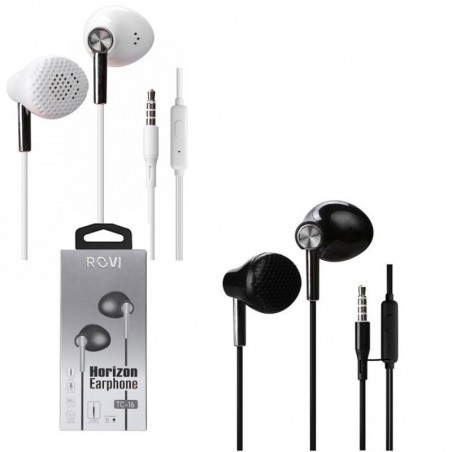 Rovi ROVI Horizon Earphone Jack 3.5 TC-16 Headphone With Remote Control |&nbsp;Black White for sale