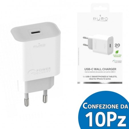 Buy Puro Mains Battery Charger 20W USB-C Fast Charger Power Delivery |&nbsp;White online