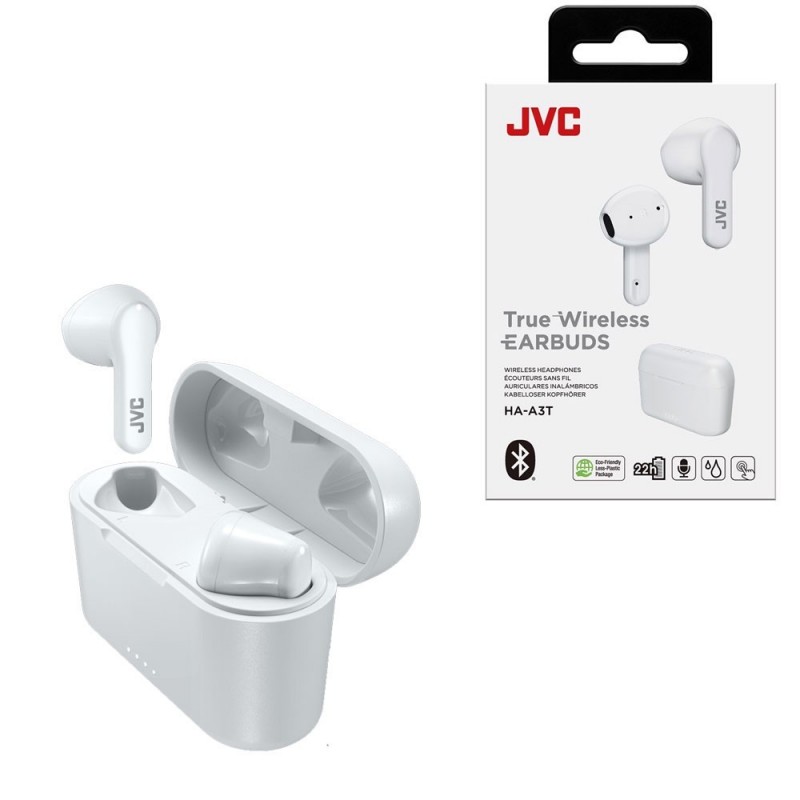 JVC HA-A3T-BU True Wireless Bluetooth In-Ear Headphones | Black and White