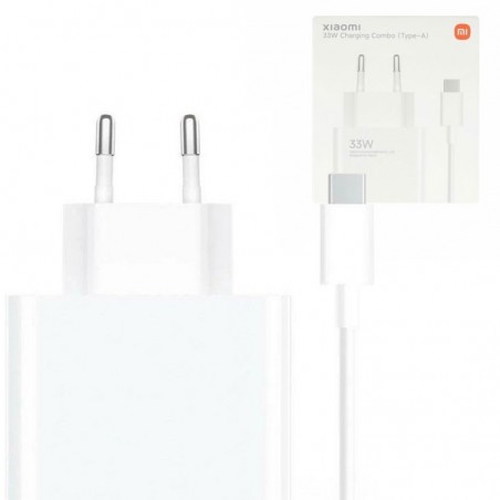 Discover Xiaomi Mi Travel Charger Combo Set with USB-A to Type-C charging cable 1m, 33W White | EU details
