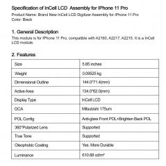 Buy Display LCD GREEN ON Premium Plus INCELL Per iPhone 11 PRO online