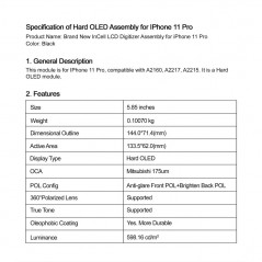 Photo of Display LCD GREEN ON Premium Plus HARD OLED Per iPhone 11 Pro - Green On