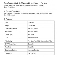 Acquista Display LCD GREEN ON Premium Plus SOFT OLED Per iPhone 11 Pro Max in vendita