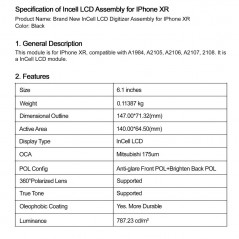 Product image Display LCD GREEN ON Premium Plus INCELL Per iPhone XR