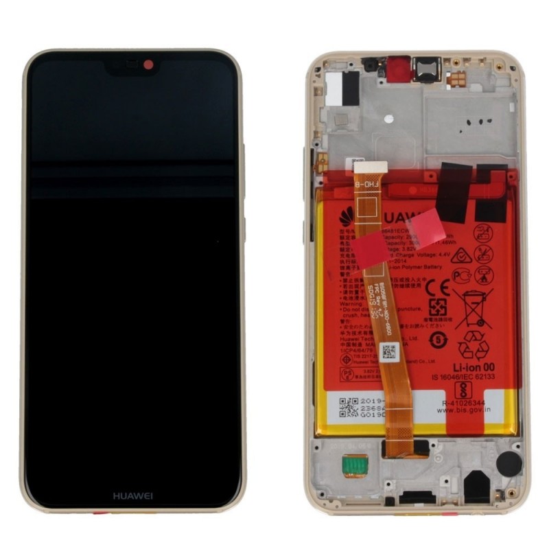 Huawei Service Pack Display LCD Completo di Batteria Per P20 Lite Gold - 02351WRN