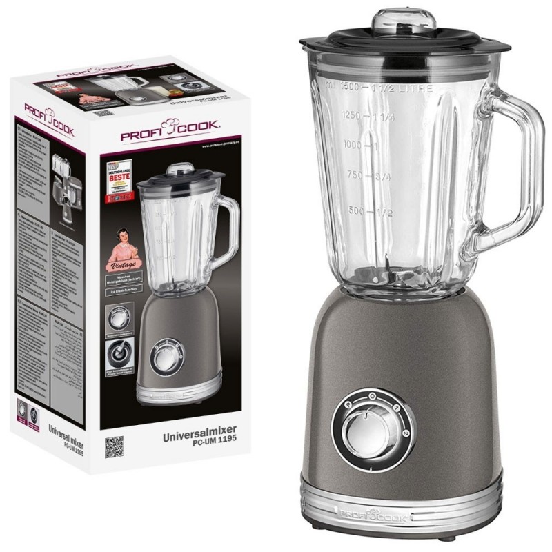 ProfiCook PC-UM1195 800W Vintage Universal Mixer for Blending, Whisking, Chopping, Shaking, Mixing