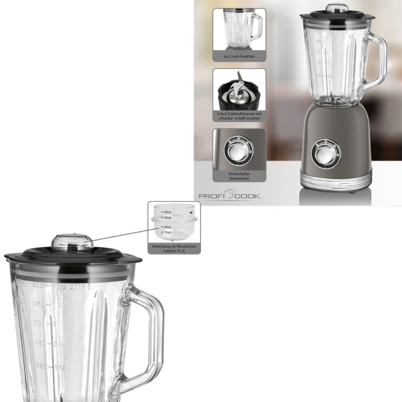 ProfiCook Mixer Universale Vintage PC-UM1195 800W per Frullare, Sbattere, Tritare, Agitare, Mescolare