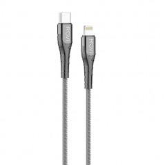 Buy Rovi Sport Charging Cable from Type-c to Lightning Covered in Nylon 1mt 3A |&nbsp;Silver - Black online