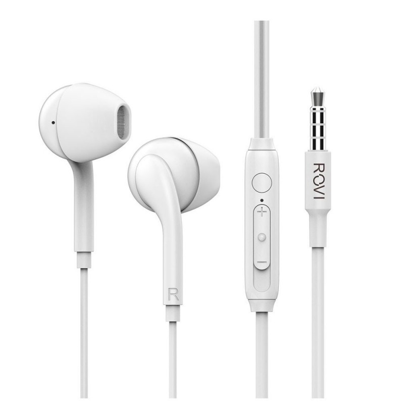 Rovi Thunder TC-12 3.5mm Jack Earphone with Microphone and Volume Control | Black - White Rovi Thunder TC-12 3.5mm Jack Earphone with Microphone and Volume Control | Black - White