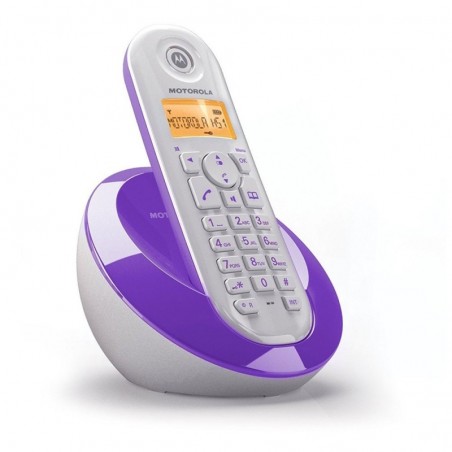 Scopri Motorola Telefono cordless digitale serie C6 Dect Gap Bianco/Viola in dettaglio